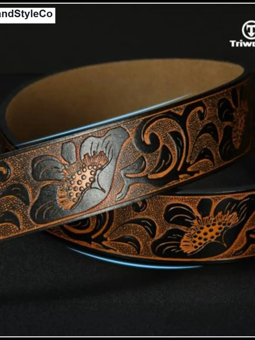 Western Leather Belt Strap Without Buckle - Men's Cowboy Belt with Snap Button